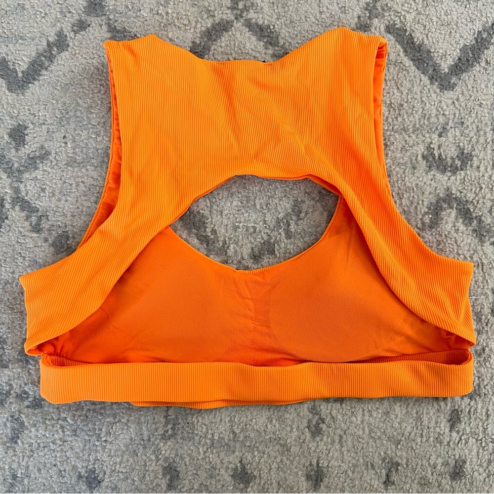 Zara Swimwear Orange Open Back Bikini Top size Large - Picture 3 of 4
